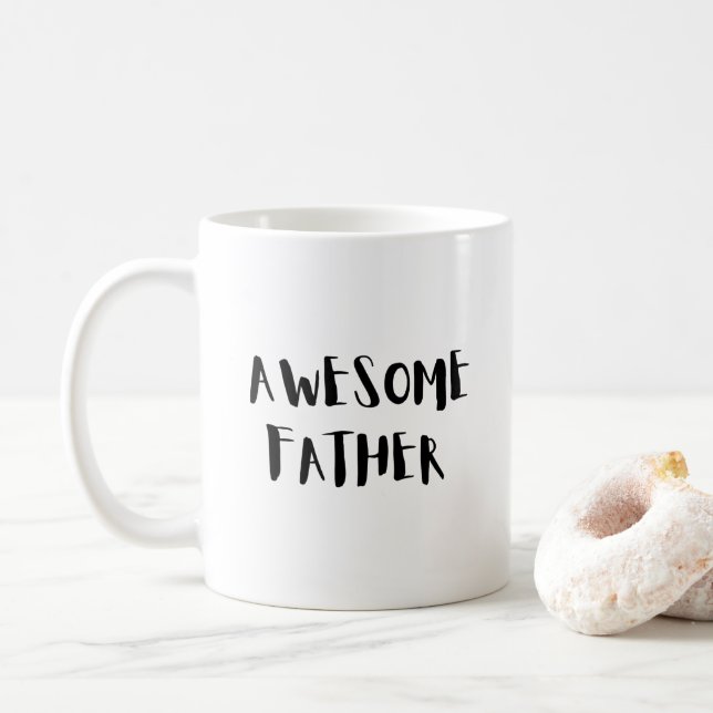 Black Awesome Father For Father's Day Coffee Mug (With Donut)