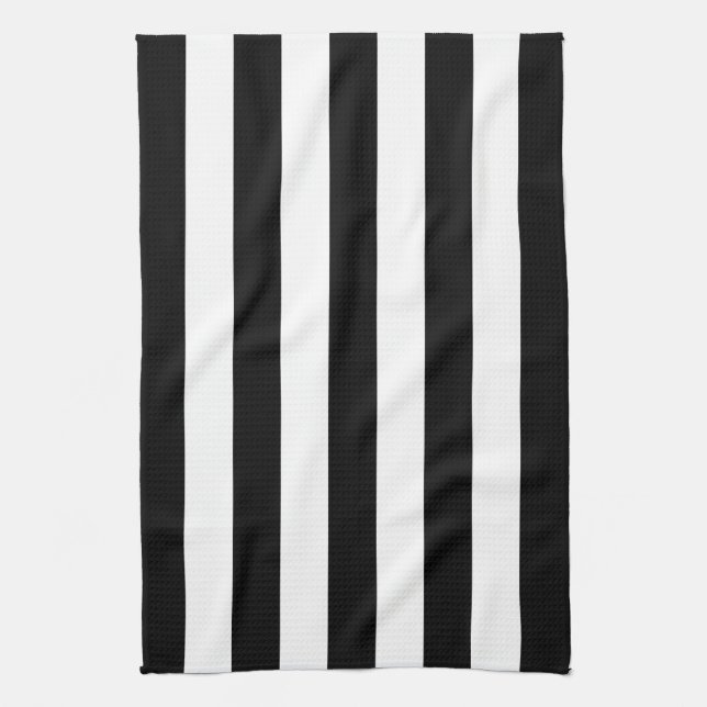 Black Awning Stripe Kitchen Towel (Vertical)