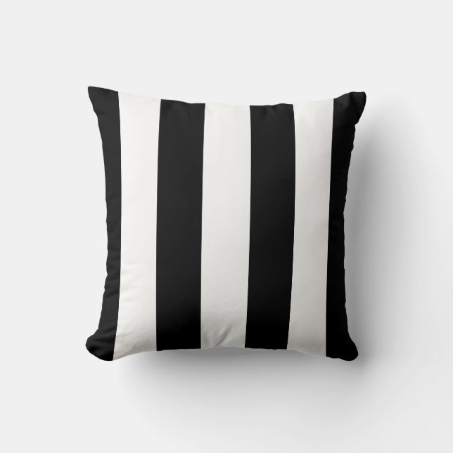 Black Awning Stripe Throw Pillow (Front)