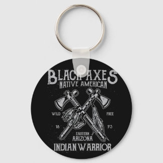 Black Axes Native America Indian Warrior Arizona Keychain