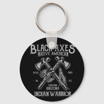 Black Axes Native America Indian Warrior Arizona Keychain by robby1982 at Zazzle