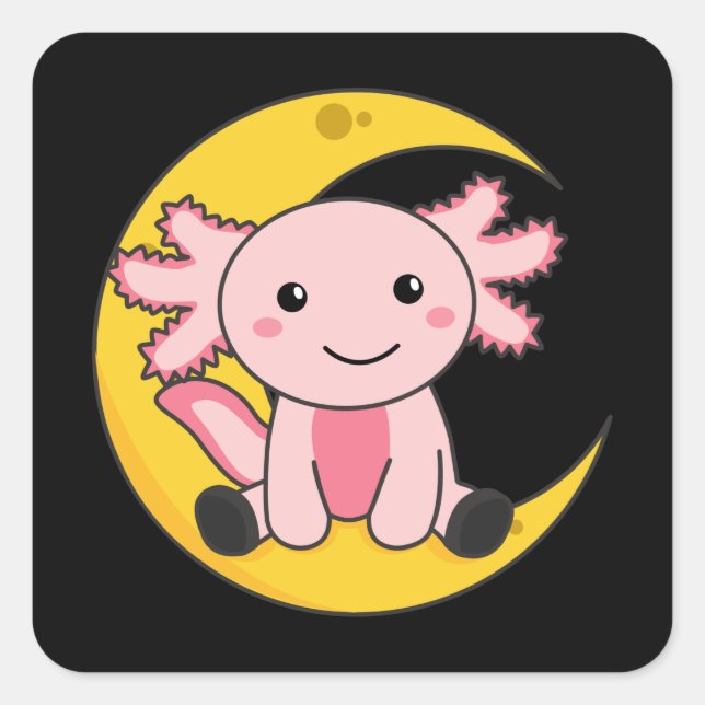 Black Axoltolt On The Moon Good Night Square Stick Square Sticker (Front)