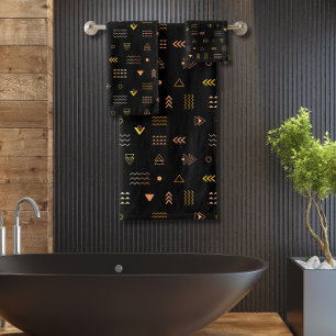 Black aztec pattern bath towel set