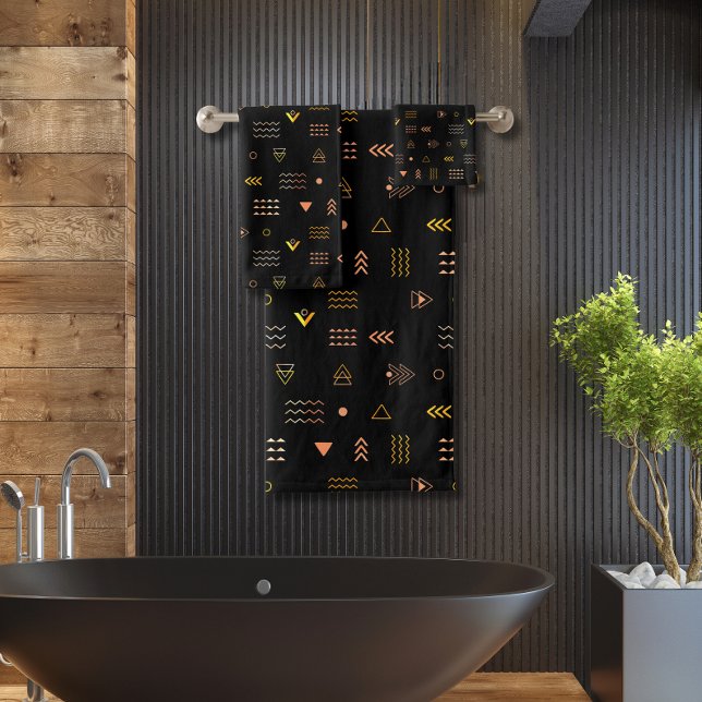 Black aztec pattern   bath towel set (Creator Uploaded)