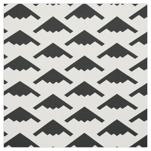 Black B-2 Spirit Stealth Bomber Pattern on White Fabric