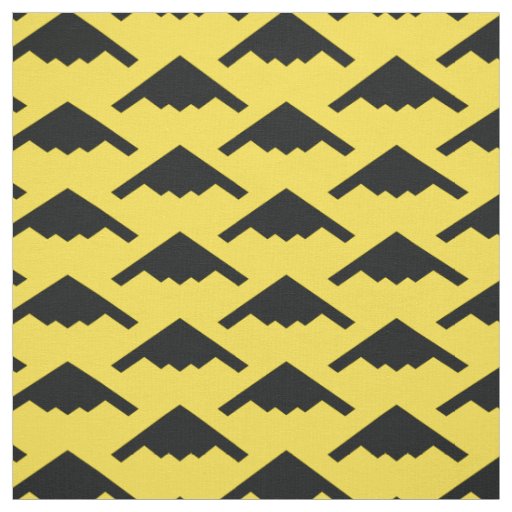 Black B-2 Spirit Stealth Bomber Pattern on Yellow Fabric