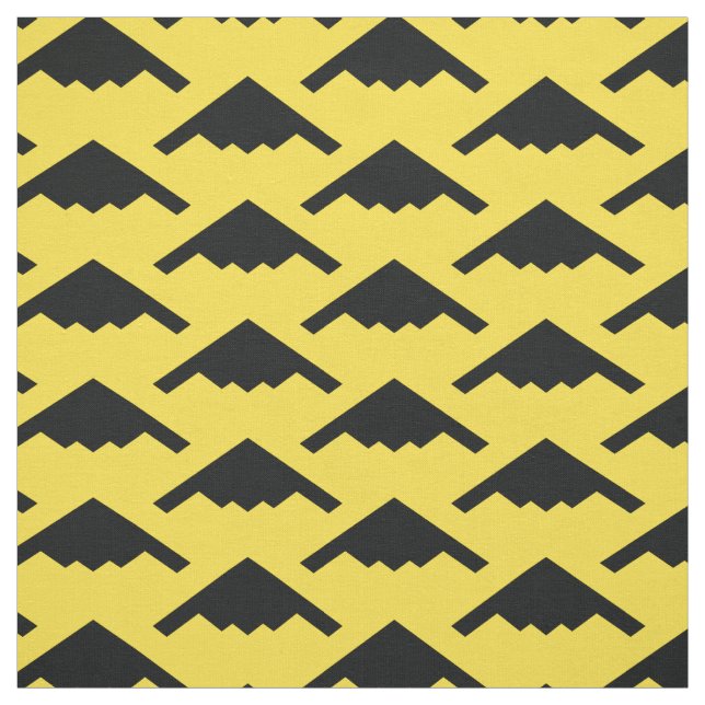 Black B-2 Spirit Stealth Bomber Pattern on Yellow Fabric (Swatch)