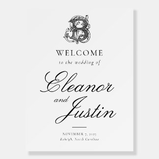 Black "B" Monogram Wedding Poster