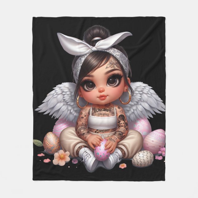 Black Baby Angel Fleece  Blanket (Front)