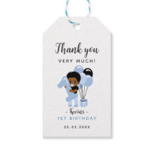 Black Baby Boy 1st Birthday Thank You Tag