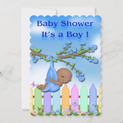 Black Baby Boy _ Backyard Baby Shower Invitations