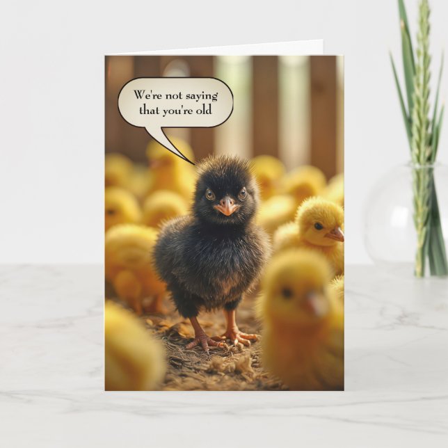 Black Baby Chick Birthday Humor Card (Front)