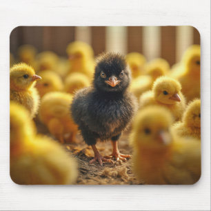 Black Baby Chick In a Barn Mouse Pad