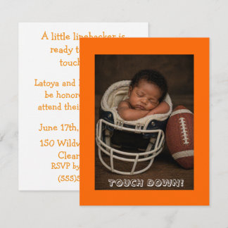 Black Baby Football Player Shower Invitation