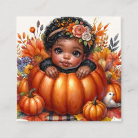 Black Baby Girl In Pumpkin Fall-Themed