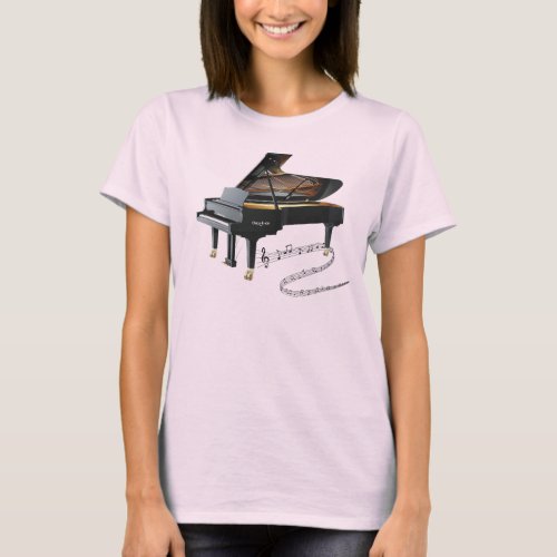 Black Baby Grand Piano  Music Notes T_Shirt