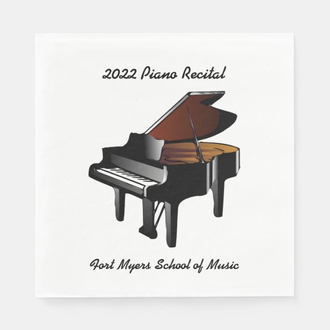 Black Baby Grand Piano Recital Napkins (Front)