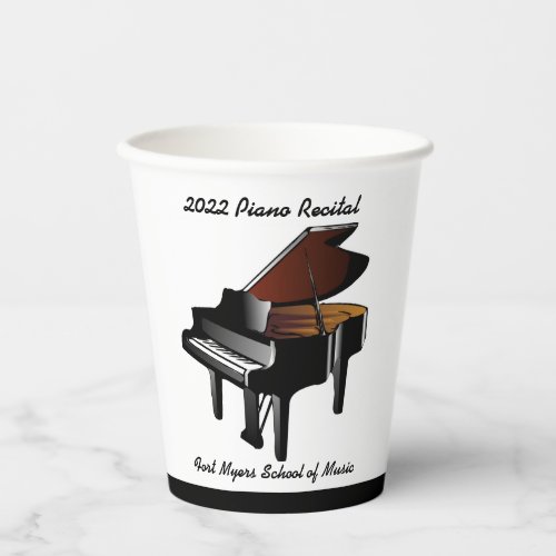 Black Baby Grand Piano Recital Reception Paper Cups