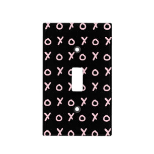 Black & Baby Pink X O XO XO's Trendy Cute Light Switch Cover