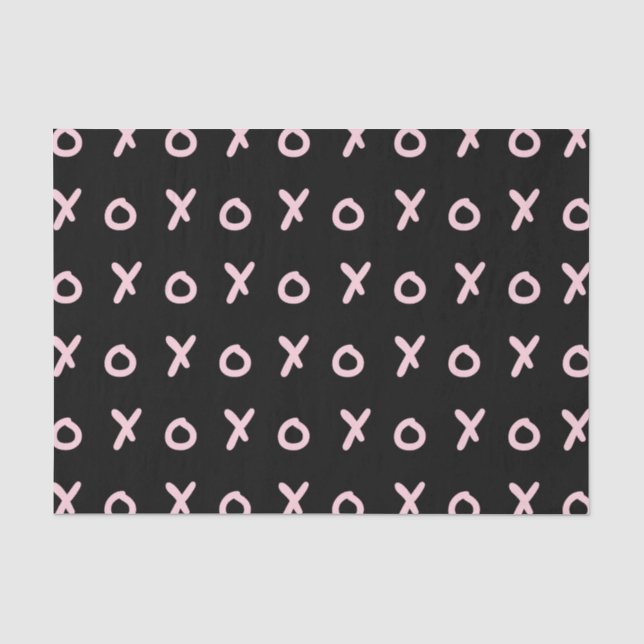 Black & Baby Pink X O XO XO's Trendy Cute Tissue Paper (Front)