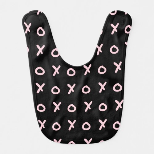 Black  Baby Pink X O XO XOs Trendy Cute XOXO Baby Bib