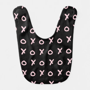 Black & Baby Pink X O XO XO's Trendy Cute XOXO Bib
