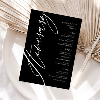 Black Bachelorette Weekend Itinerary Card