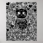 Black Background Abstract Cat Adult Coloring Poster