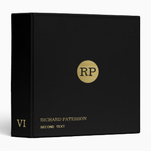 Black Background and Golden Circle 3 Ring Binder