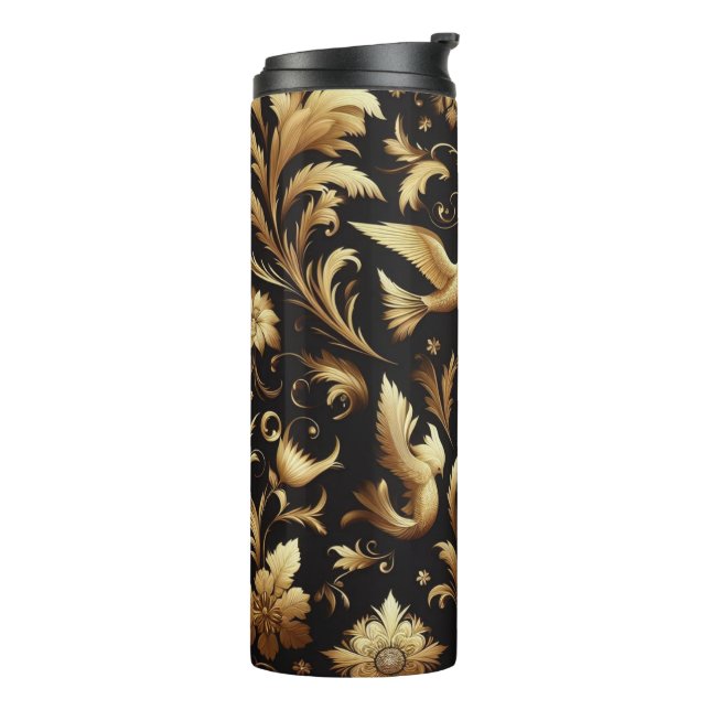 Black Background And Golden Foliage Thermal Tumbler (Rotated Left)