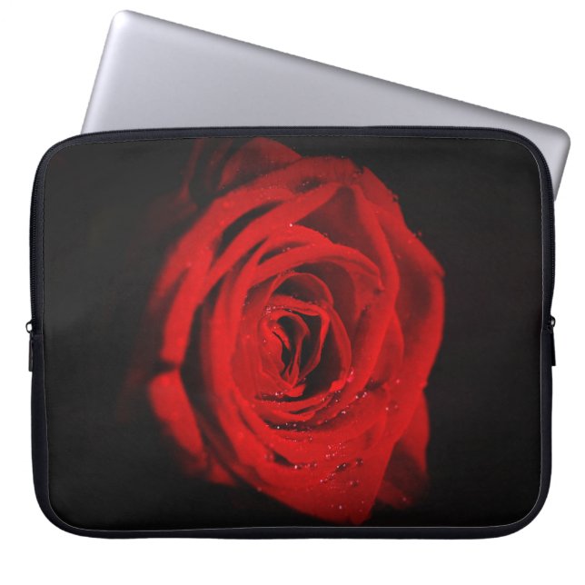 Black Background And Red Rose Laptop Sleeve (Front)
