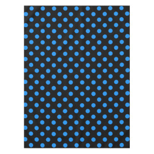 Black Background Blue Polka Dots Tablecloth
