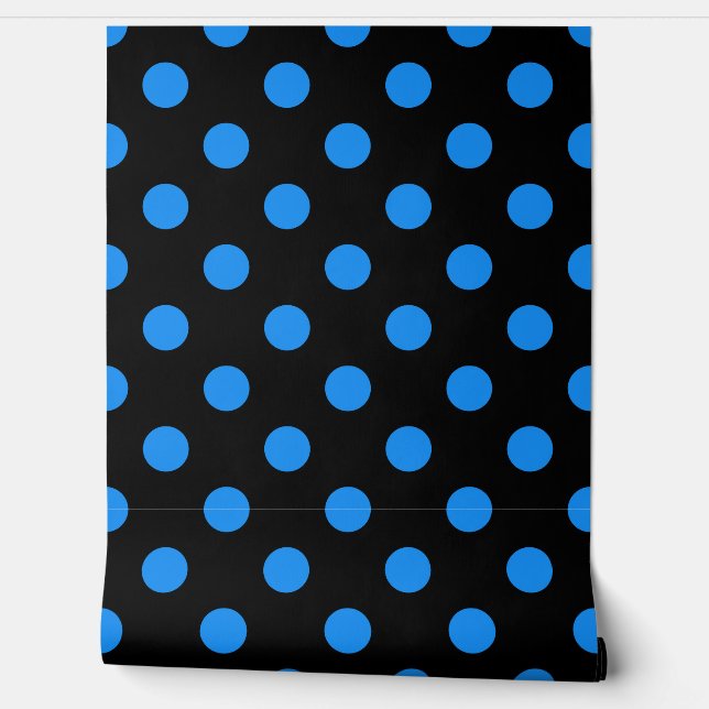 Black Background Blue Polka Dots Wallpaper (Unrolling)