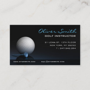 Black background business card golf instructor