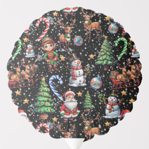 Black Background Christmas Decorative Pattern Balloon