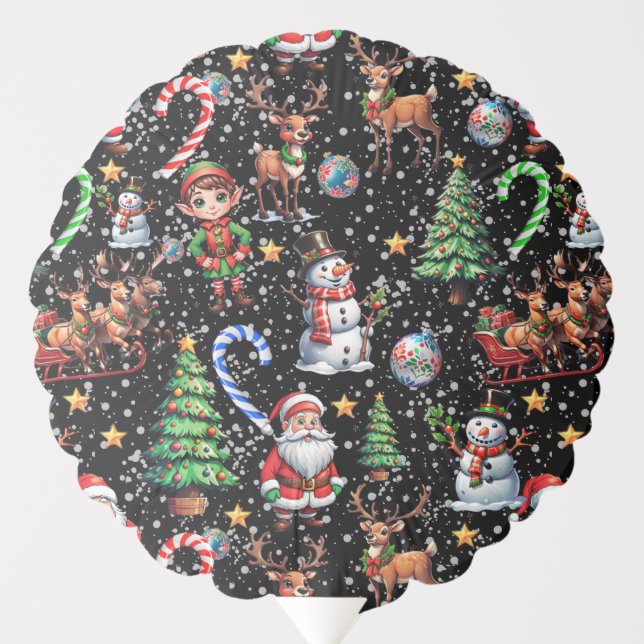 Black Background Christmas Decorative Pattern Balloon (Front)