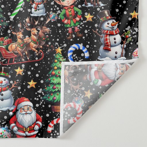Black Background Christmas Decorative Pattern Fabric