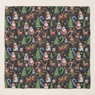 Black Background Christmas Decorative Pattern Scarf