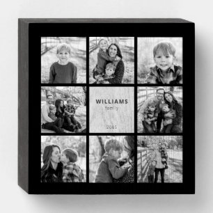 Black Background Collage 8 Photo Wood Box Sign
