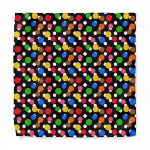 Black Background Colorful Polka Dots Bandana