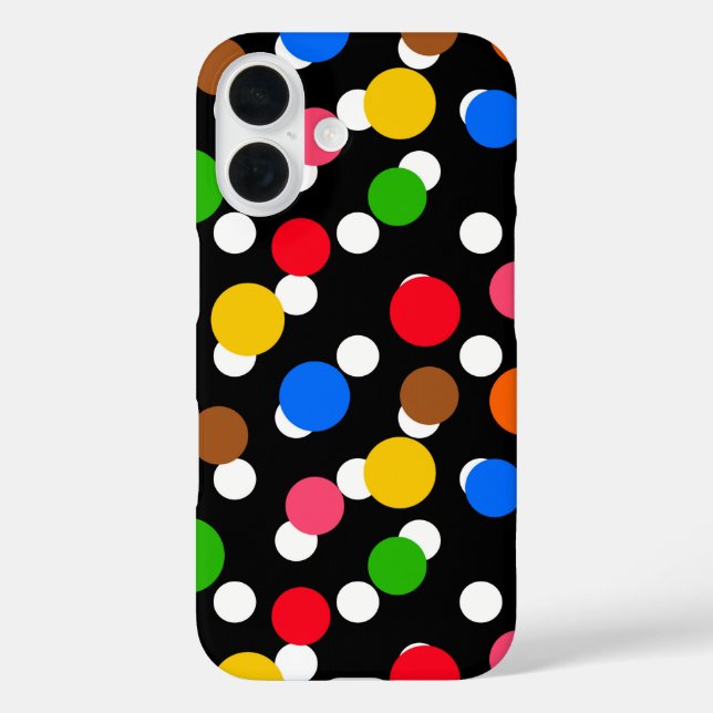 Black Background Colorful Polka Dots Case-Mate iPhone Case (Back)