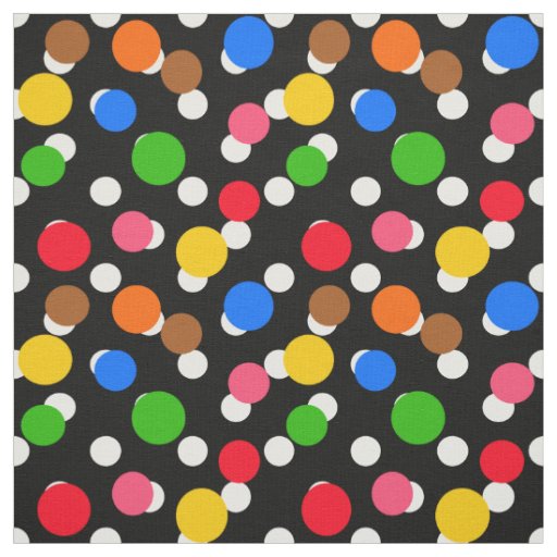 Black Background Colorful Polka-dots Design Fabric