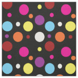 Black Background Colorful Polka Dots Pattern Fabric