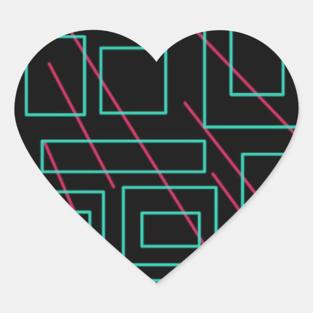 black background design heart sticker (Front)