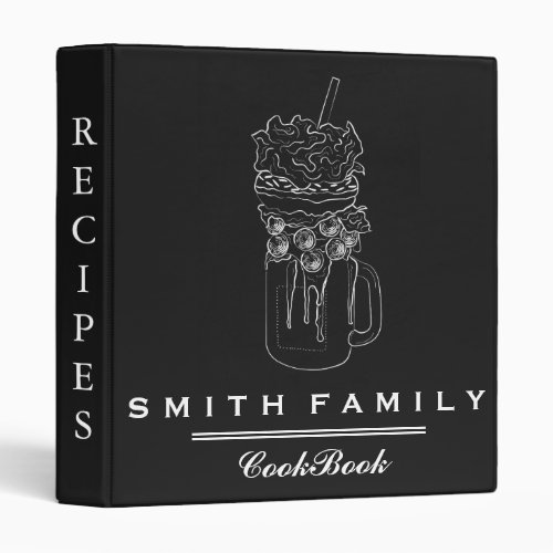 Black Background Family Recipe Cookbook 3 Ring Binder