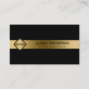 Black Background Gold Stripe Business Card