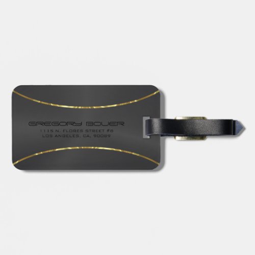 Black Background gold stripes accent Luggage Tag