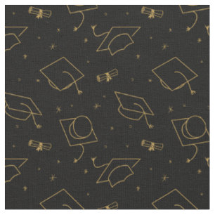 Black Background Graduation Cap Toss Fabric