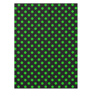 Black Background Green Polka Dots Tablecloth