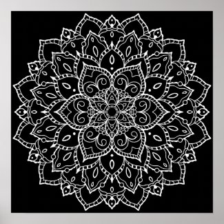 Black Background Large Coloring Mandala